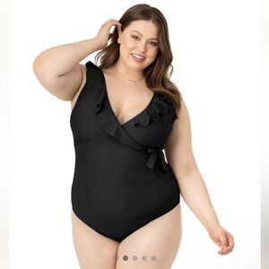 Kindred Bravely Swimsuit‎ Xxl Busty Black Ruffle Wrap Maternity & Nursing